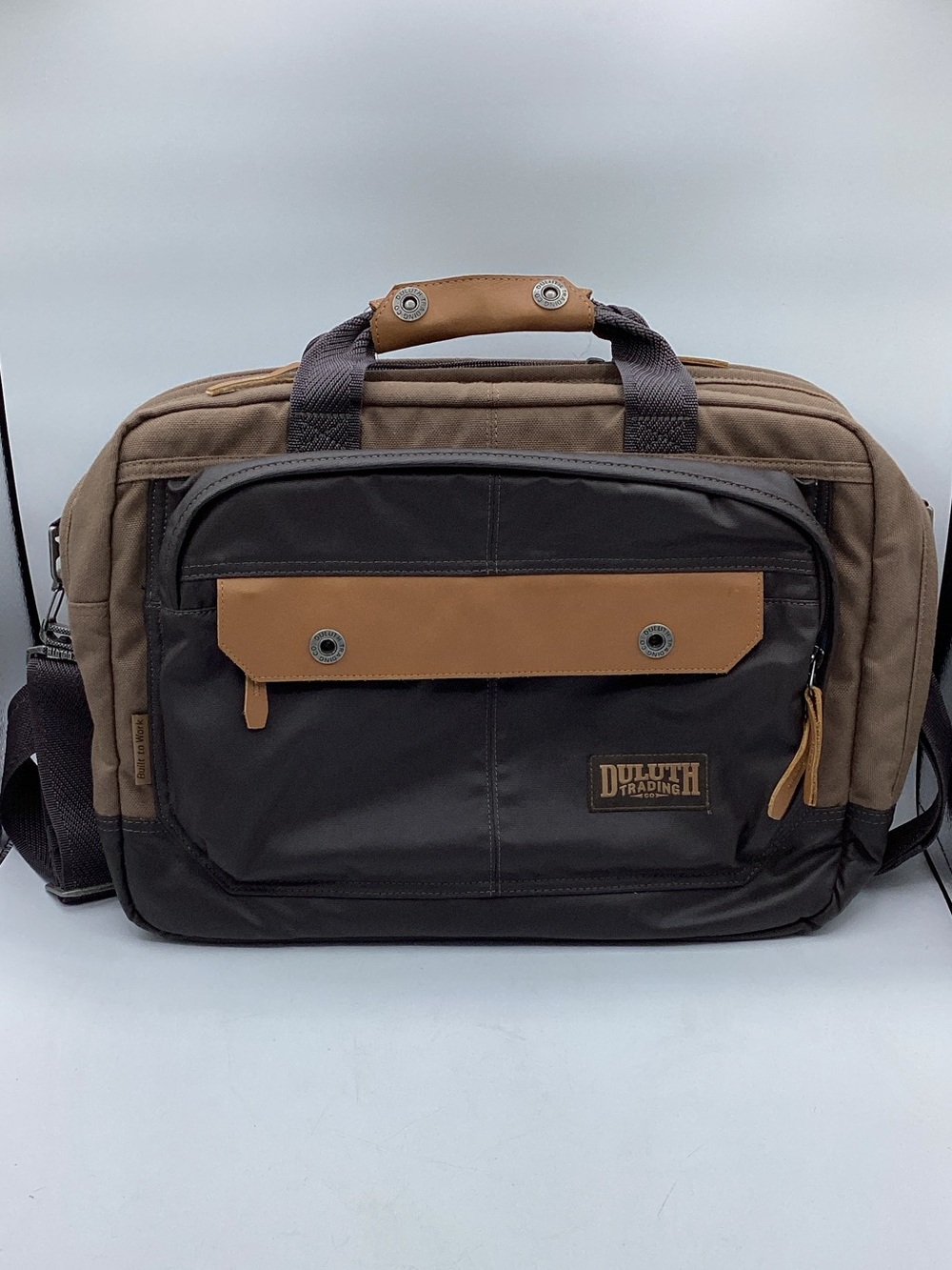 Duluth Trading Co Brown/Tan Canvas convertible messenger bag backpack
